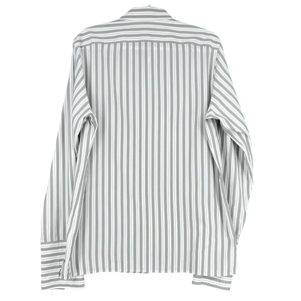 Banana‎ Republic Slim Fit Dress Shirt Gray Striped Executive M 15-15.5